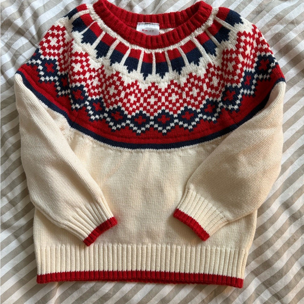 Toddler Hanna Andersson Red and Cream Nordic Sweater